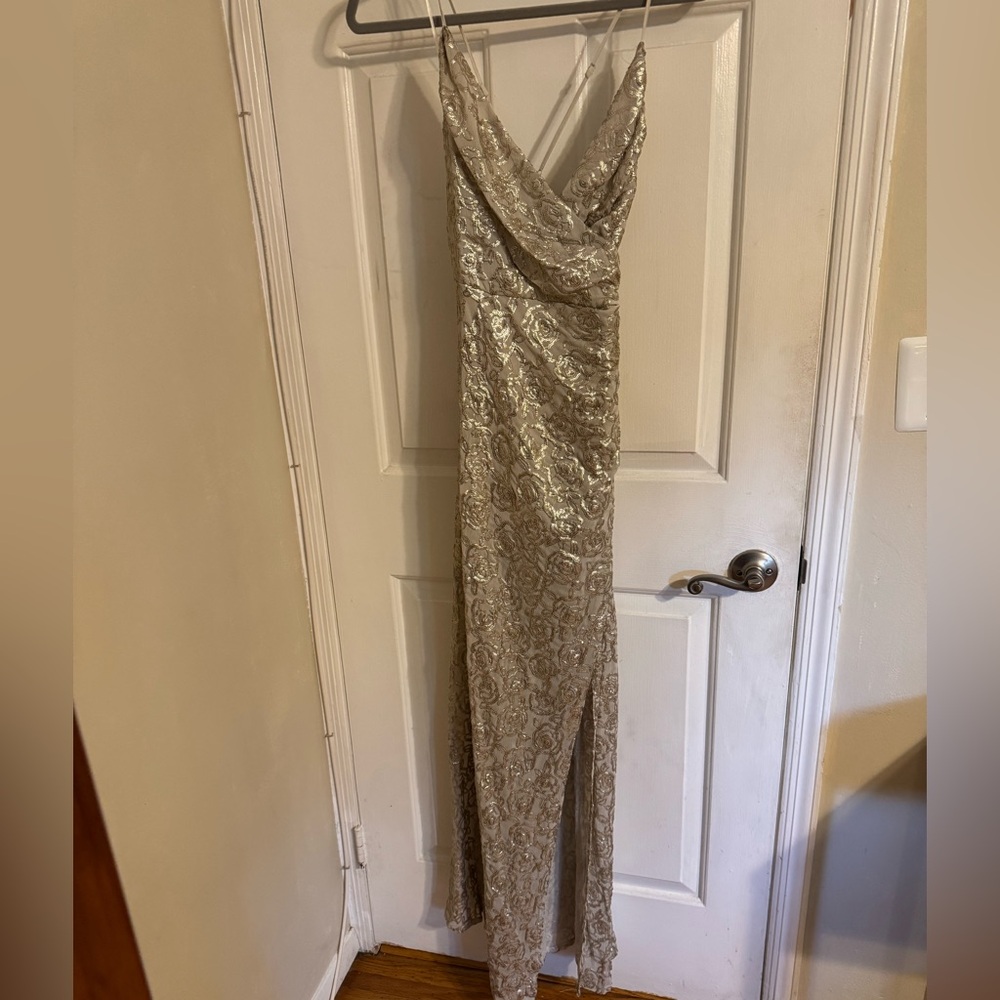 Jetset Gold Sequin Rose Dress